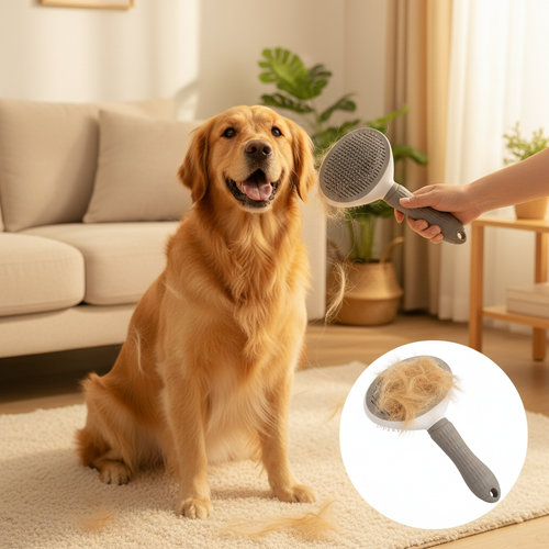 Photo chien avec brosse cocooning