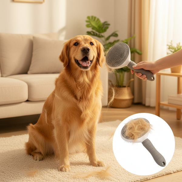 Photo chien avec brosse cocooning